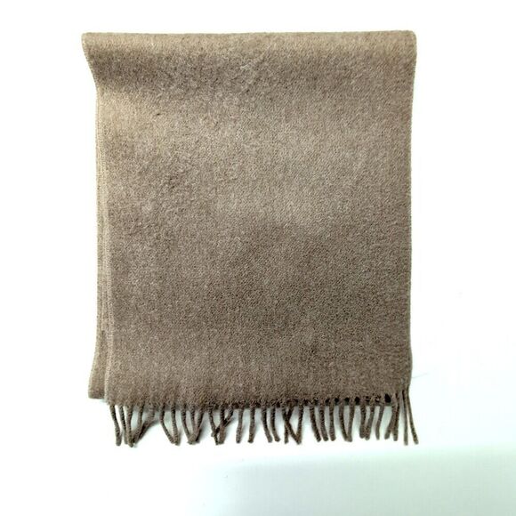 Christian Dior Wool Cashmere Vintage Tan Beige Scarf Vintage WPL Soft Fringe - Picture 2 of 3